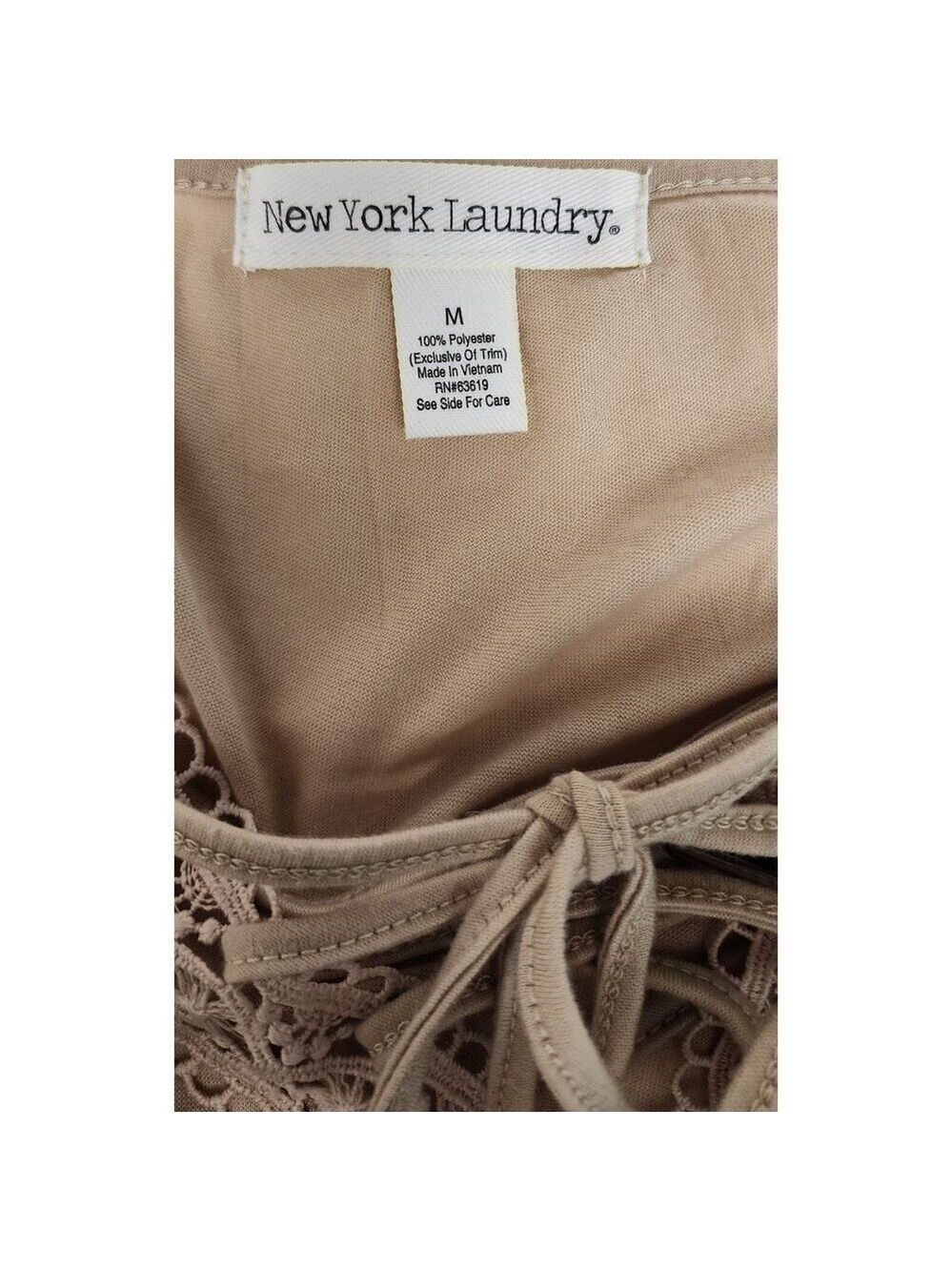 New York Laundry Loose Fit Blouse 3/4 Bell Sleeve Lace Accent Sz M Color Beige - Picture 6 of 6